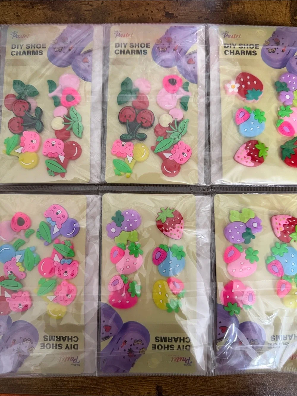Kids Fruit Shoe Charms - Pink, Red, Purple